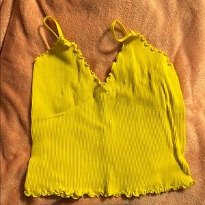 Yellow Ribbed Women's Top